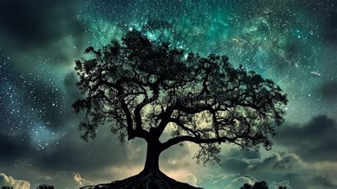 A Majestic Oak Tree Stands Tall With Exposed Roots Glowing In The