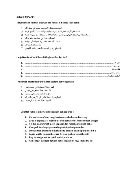 Soal Esay Bahasa Arab Pdf