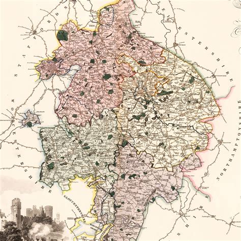 Vintage Map of Warwick England, 1830 by Ted's Vintage Art