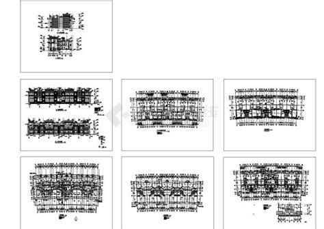 某三层框架结构联排别墅设计cad全套建筑方案图（标注详细）居住建筑土木在线