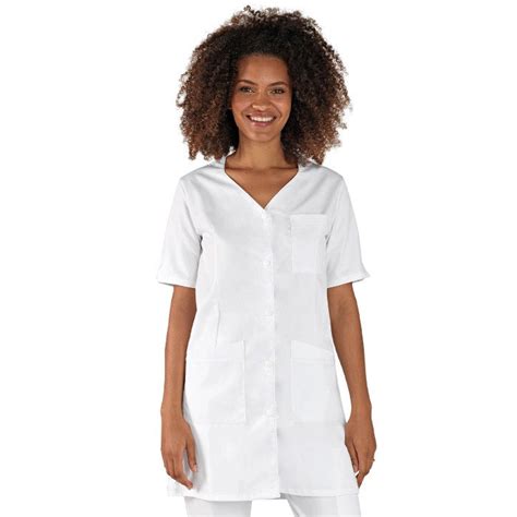 Blouse professionnelle de travail blanche à manches courtes femme