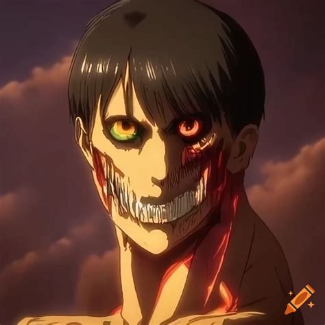 Eren Yaeger Transforming Into A Powerful Titan In Season 4 On Craiyon