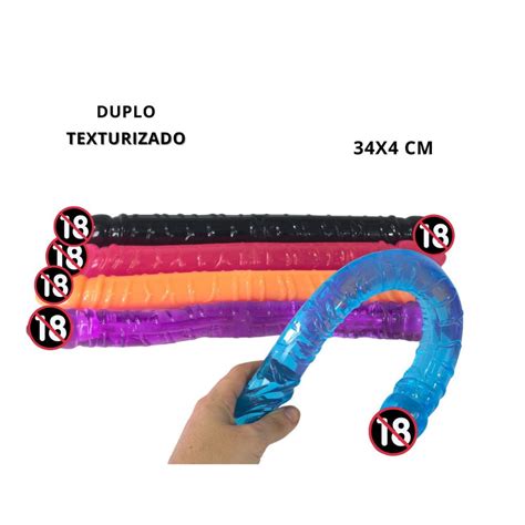 Consolo Dildo Duplo Realístico Dupla Penetração Sexo Casal Texturizado