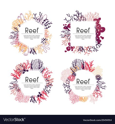 Template Seaweed And Corals Collection Royalty Free Vector