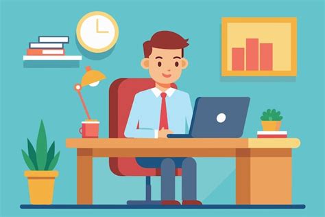 Premium Vector A Man Work From Home With Desk Flat Illustration