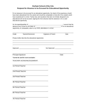 Fillable Online REQUEST FOR EXCUSED ABSENCE FOR Fax Email Print