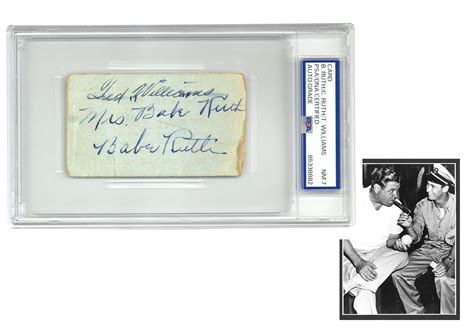 Lot Babe Ruth And Ted Williams Signed Ticket To Bachelor Party 1941 PSA Graded NM 7