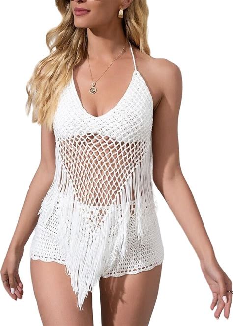 Meiion Cevani Crochet And Fringe Bikini Set Women S Summer Knitted Hollow Out Bikini Set Sexy