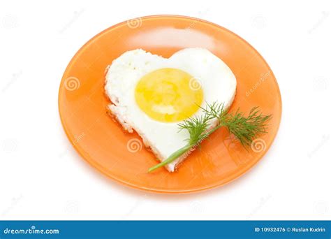 Fried Egg In Form Heart On Plate Stock Photo Image Of Commercially