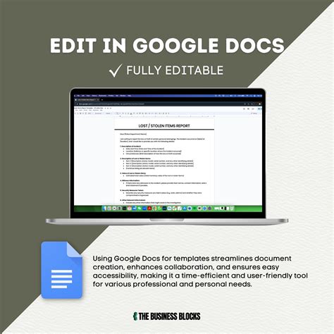 Lost or Stolen Items Report Template: Property Loss Documentation