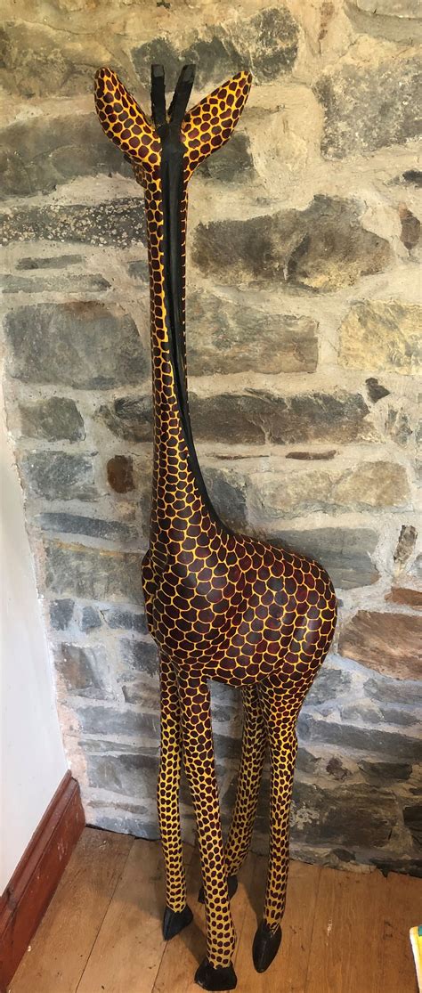 Hand Carved Wooden Giraffe Ft Etsy