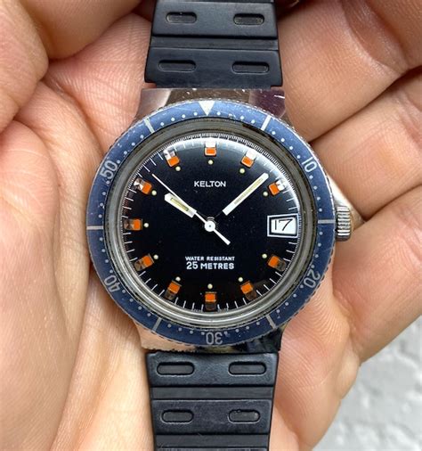 Kelton Skin Diver Watch 25 Metres Water Resistant Black Dial Etsy