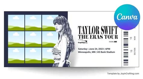 Taylor Swift The Eras Tour Tickets Editable In Canva Taylor Swift