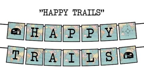 HAPPY TRAILS Square vintage Map Printable Party Banner and | Etsy