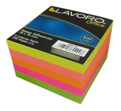 Notas Adhesiva Post It 500 Hojas 5 Colores Neon Papeleria Cuotas Sin