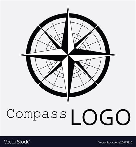 Black And White Compass Logo Icon Rose Royalty Free Vector