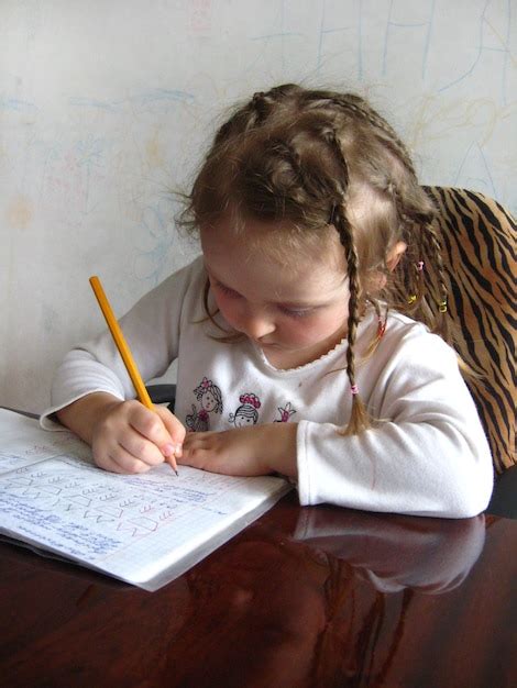 La Petite Fille Avec Une Belle Coiffure Apprenant Ses T Ches M Nag Res