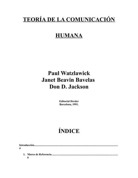 Teoria De La Comunicacion Humana Watzlawick Made Udocz