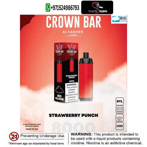 Al Fakher Strawberry Punch Disposable Vape 8000 Puffs Crown Bar Smoke