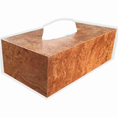 Tissue Box Cover Anigre Burl Veneer Junior Size Rectangular Junior