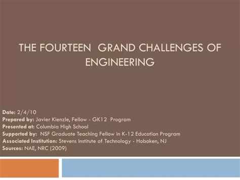 PPT - The Fourteen Grand challenges of engineering PowerPoint ...