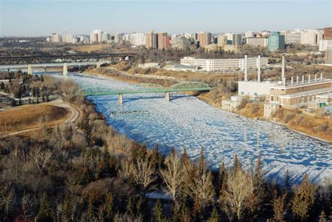 Winter River Valley View in Edmonton Stock Photo - Image of apartment ...