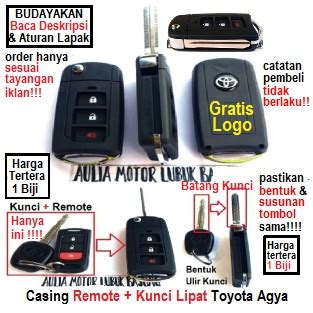 Jual Casing Rumah Kunci Lipat Flip Key Remote Mobil Toyota Agya 3