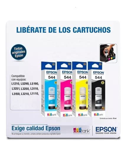 4 Pack Tinta Original Epson 544 Bk C M Y Facturado