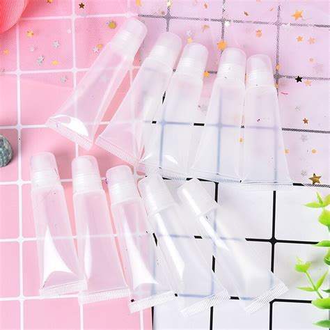 Pcs Pack Ml Refillable Empty Cosmetic Tubes Lip Gloss Balm Clear