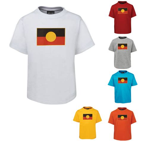 Aboriginal Flag T Shirt Childrens Sizes 2 To 14 Various Colour