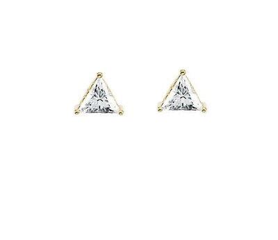 Triangle Diamond Stud Earrings 14k Yellow Gold 1 44 Ct F Color Vs2 Si1