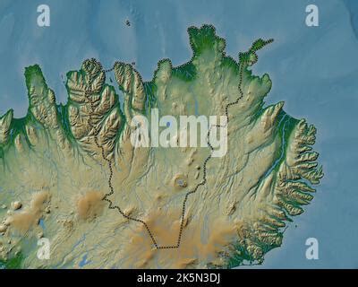 Halshreppur Regi N De Islandia Mapa De Altura Coloreado En Estilo