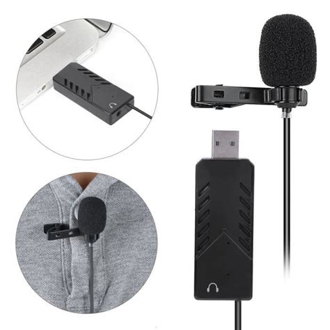 Ej Life Mini Micro Cravate Microphone Portatif De Mini Collier Usb