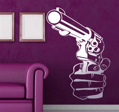 Hand Pistol Gun Wall Sticker - TenStickers