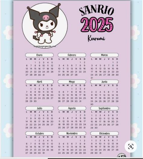 HERMOSO CALENDARIO 2025 DE KUROMI In 2024