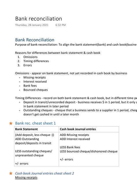 Step by step bank reconciliation - Bank Reconciliation Purpose of bank