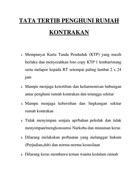 Peraturan Kontrakan Rumah Homecare24