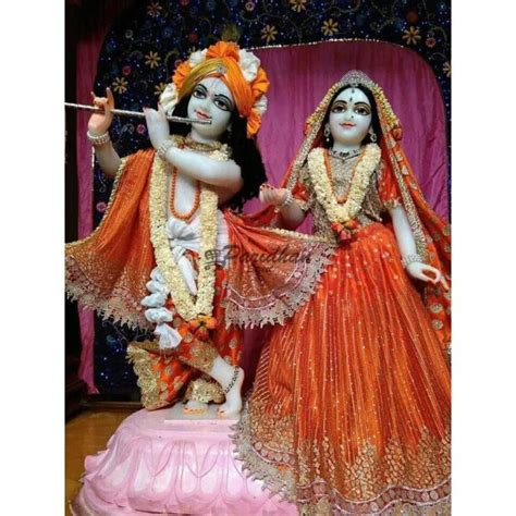 Marble ISKCON Deities Of Radha And Krishna Statue Exquisite Marble