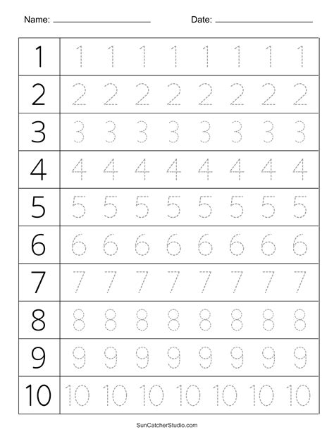 1-10 Number Tracing Worksheets (Free Printable) - Worksheets Library