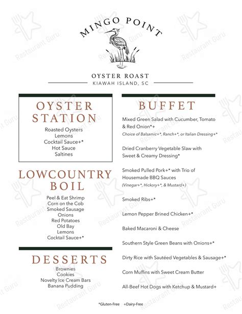 Menu At The Ocean Room BBQ Kiawah Island