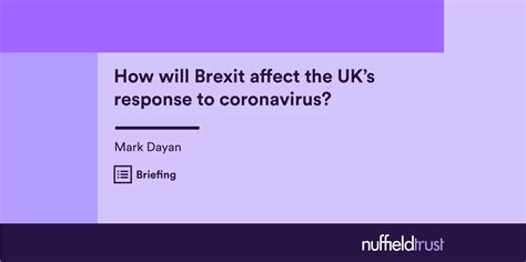 How will Brexit affect the UK’s response to coronavirus? | The Nuffield