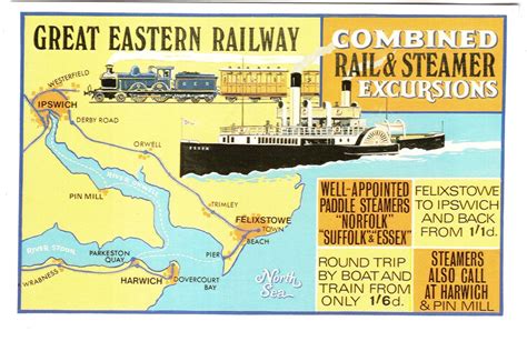 SS Essex, Great Eastern Railway, Rail & Ship Excursions, Map, Train ...