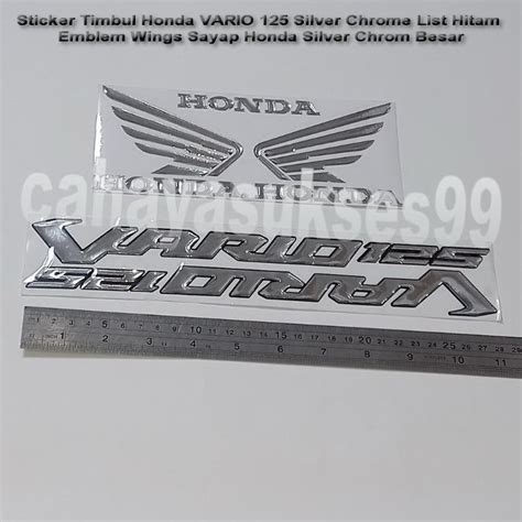 Sticker Timbul Vario Silver Chrome Emblem Motor Logo Wings Sayap