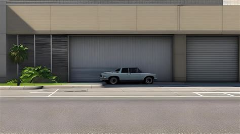 Premium Ai Image A Car That Is Parked In Front Of A Garage Door