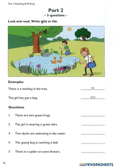 Pre Starters Test R W Worksheet Artofit