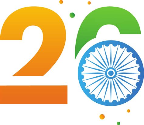 Tricolor Creative 26 Number With Ashoka Wheel And Copy Space Background