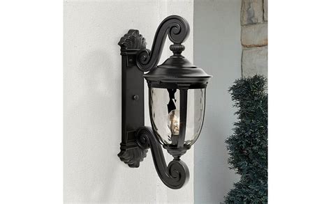 John Timberland Bellagio European Outdoor Wall Light Fixture Texturized Black Dual Scroll Arm 24