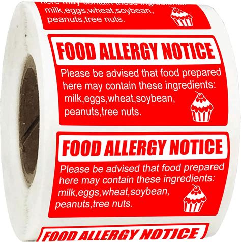 Allergy Sticker For Cake Food Allergy Stickers 1 X 2 Inch