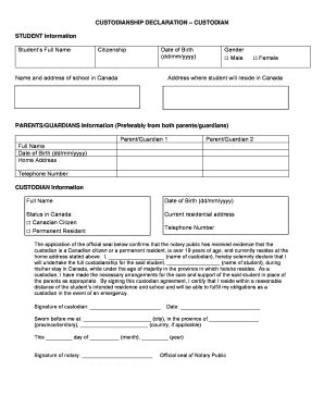 Fillable Online Custodianship Declaration Custodian Fax Email Print