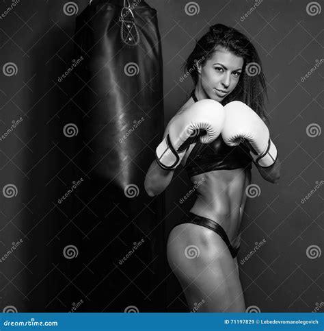 Young And Fit Female Fighter Posing In Combat Stock Image Image Of